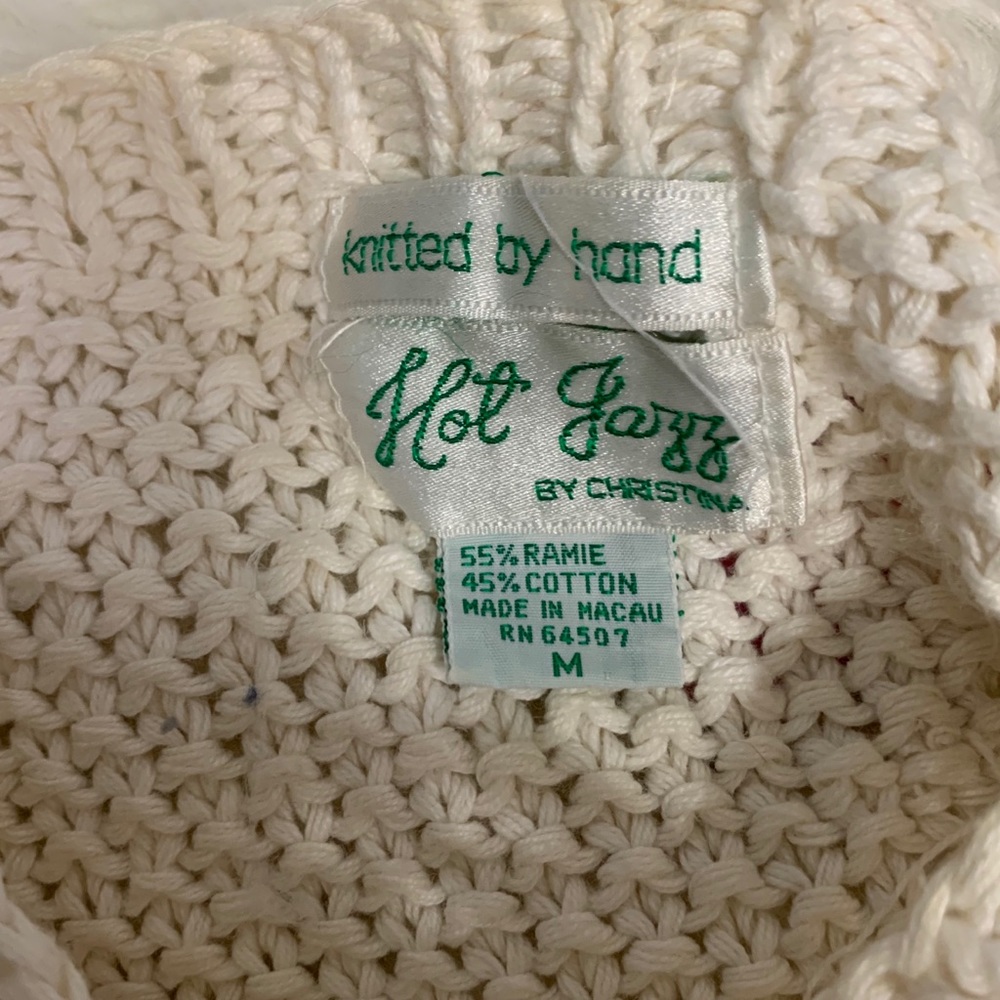 Hot Jazz by Christina Knit by hand! Vintage White boho sweater size medium - Picture 11 of 16